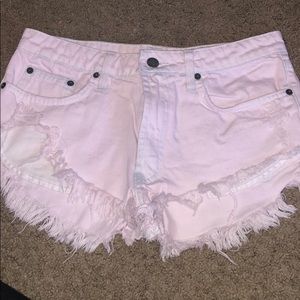 Pink carmar denim shorts